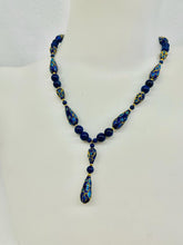 Load image into Gallery viewer, BLUE CLOISONNÉ BEADWORK NECKLACE &amp; EARRING SET
