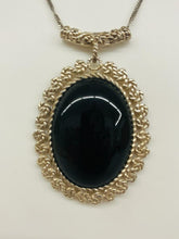 Load image into Gallery viewer, SILVER WITH BLACK STONE NECKLACE
