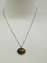 Load image into Gallery viewer, SILVER CHAIN WITH &quot;CARMEL&quot; COLOURED PENDANT
